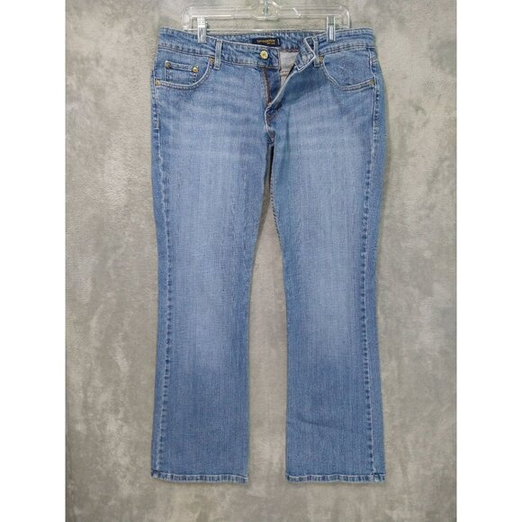 Levis 524 Jeans Womens 15 Blue Denim Too Superlow Bootcut Cowgirl Western Boho - Picture 1 of 9